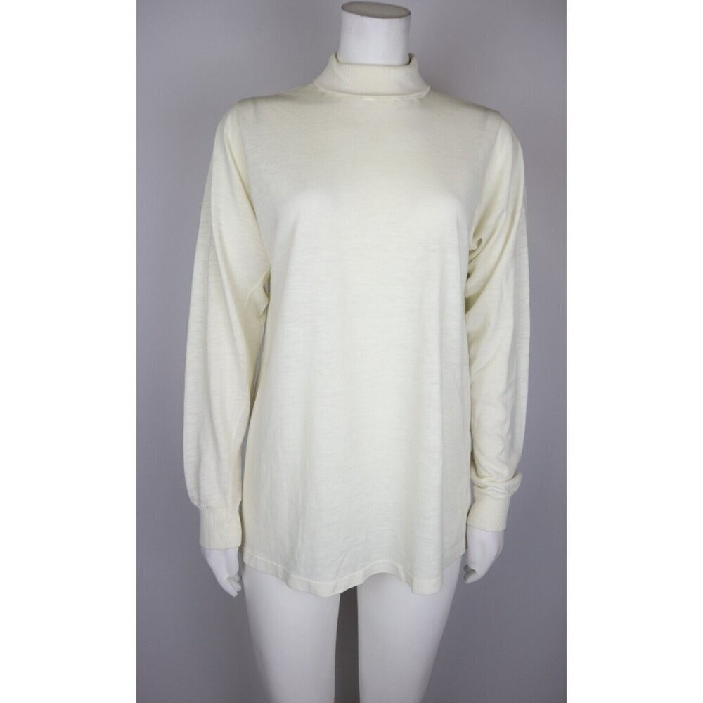VINTAGE WOMEN'S IVORY TURTLENECK SWEATER - PENNLEIGH - THIN FABRIC - SIZE XL